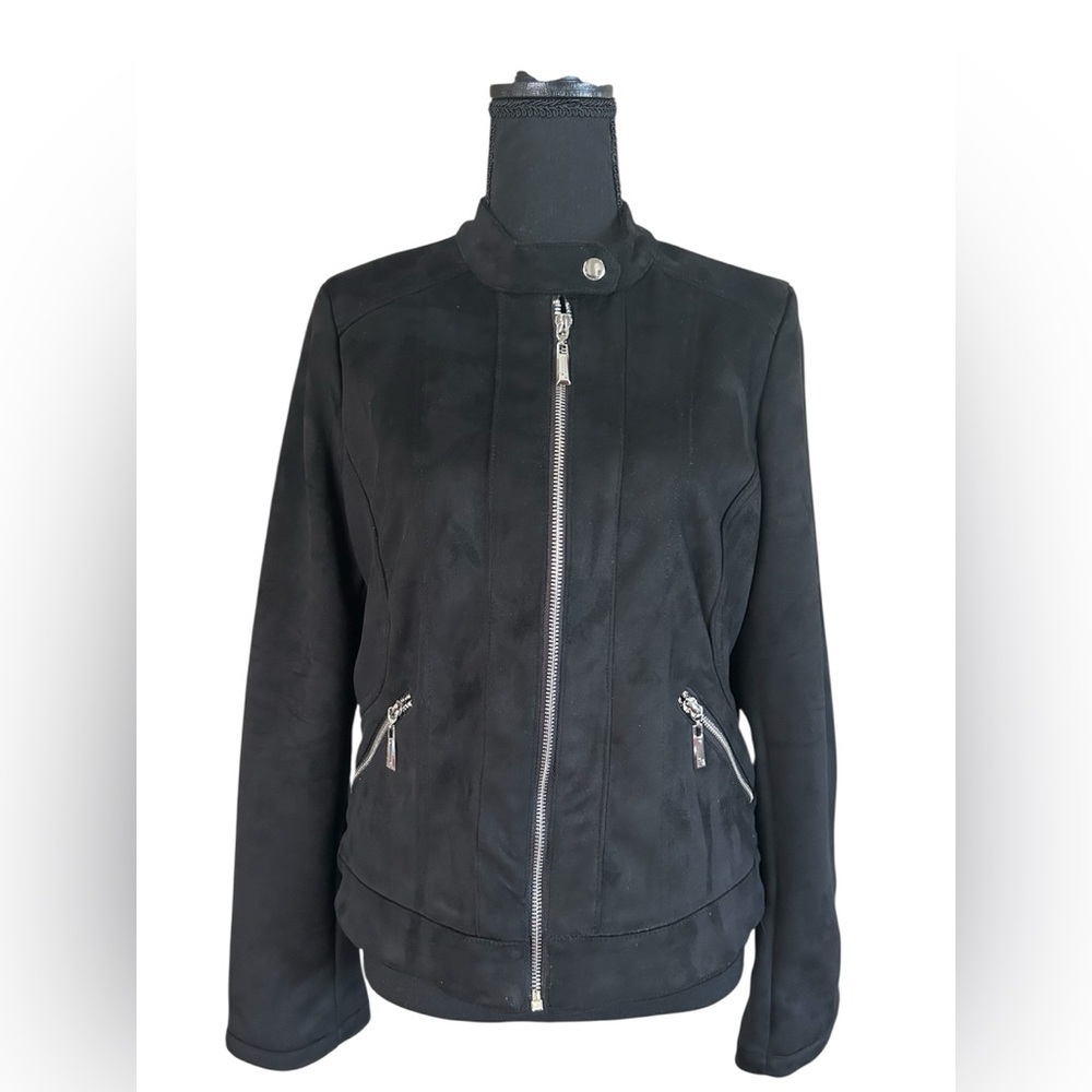 J2 Black Cropped Moto Jacket Zip Front Y2K Clean Girl Women’s Size XS